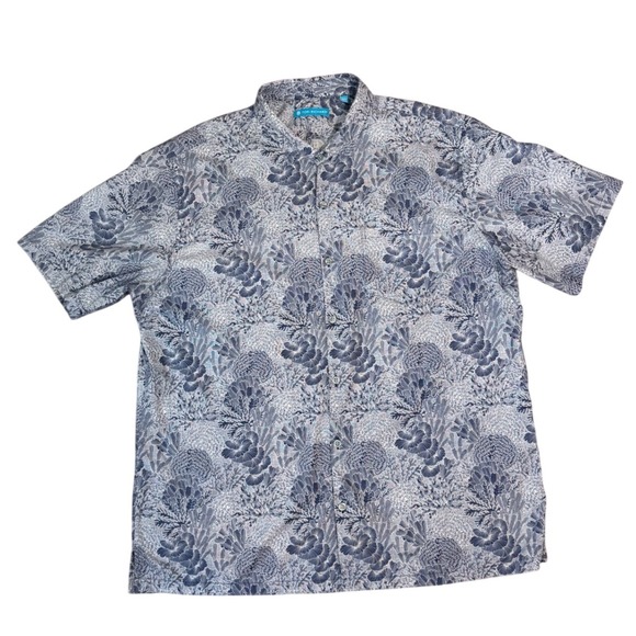Tori Richard Other - Tori Richard Mens 2XL Blue Coral Print Short Sleeve Button Up Shirt Hawaii Made